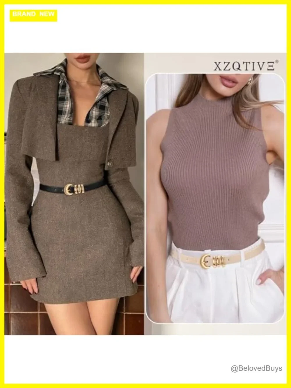 2 Pack Women's Skinny Faux Leather Belts Thin Waist Belt with Gold Buckle